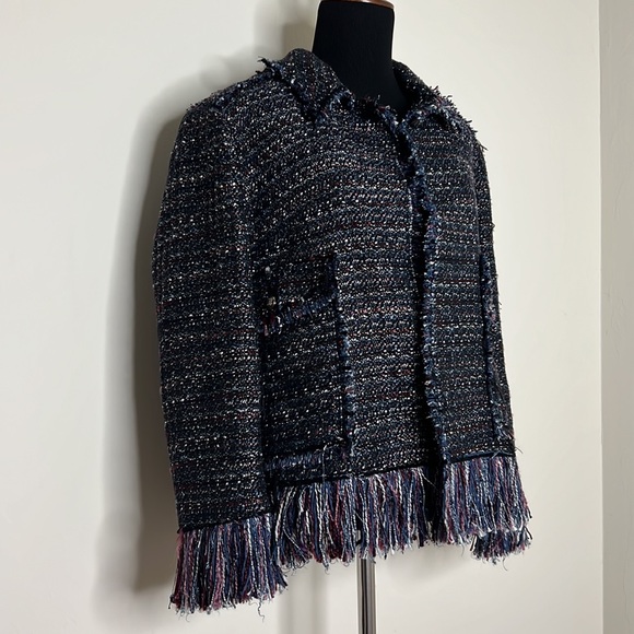 FOR THE REPUBLIC Purple/Navy/Silver Frey Open Blazer Jacket 12 - Picture 2 of 7